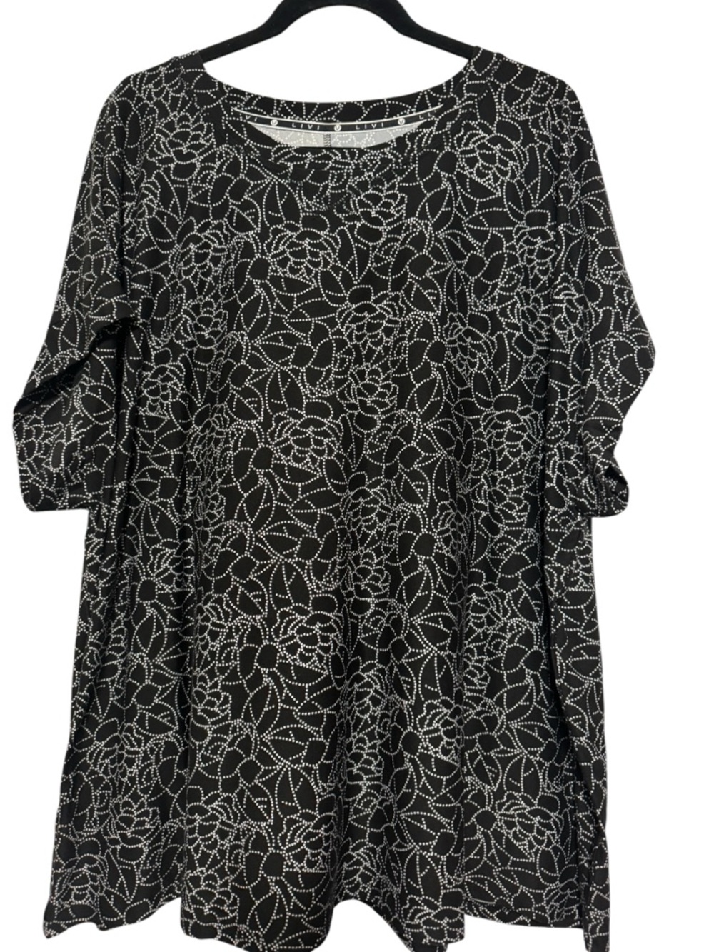 Active Lane Bryant Black White Floral Outline Tunic Plus Size 14/16